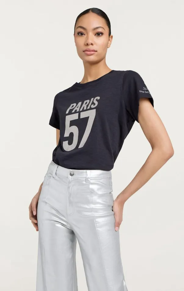 Shop Rhinestone Paris 57 Tee Navywhite Cinq Sept Tees