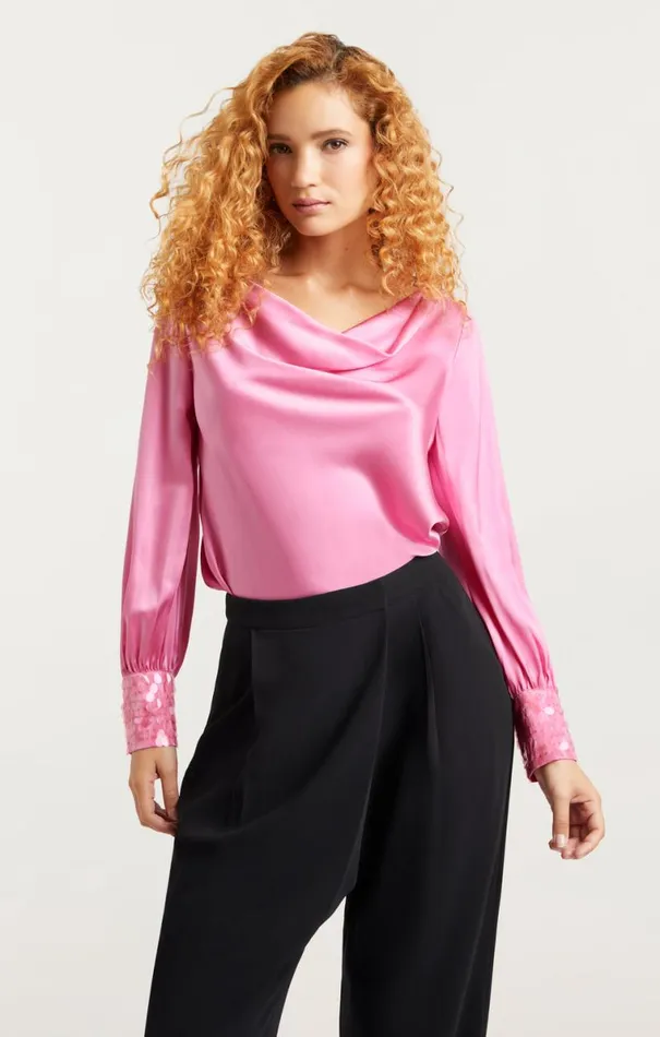 Shop Sequin Cuff Taylee Top Primrose Cinq Sept Long Sleeve Tops