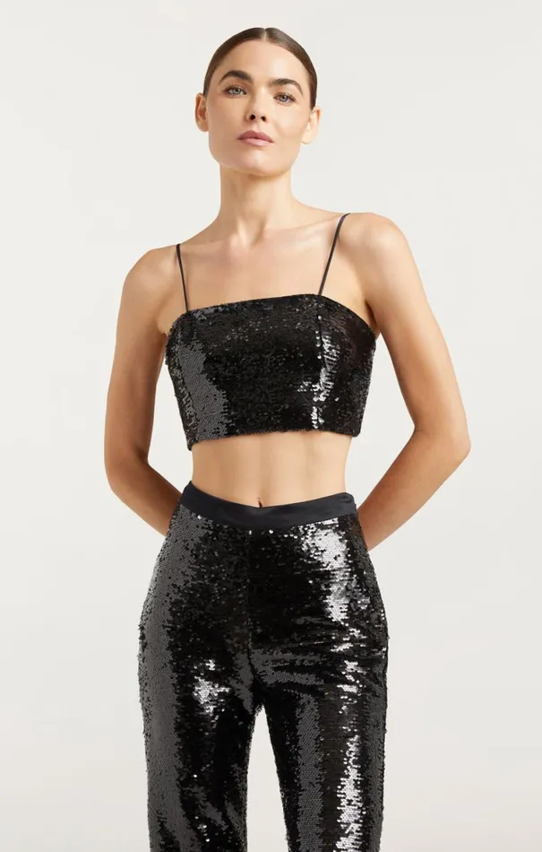 Shop Sequin Nikki Top Black Cinq Sept Tank Tops and Camisoles