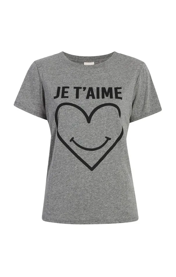 Shop Smiling Heart Tee Heather Greyblack Cinq Sept Tees