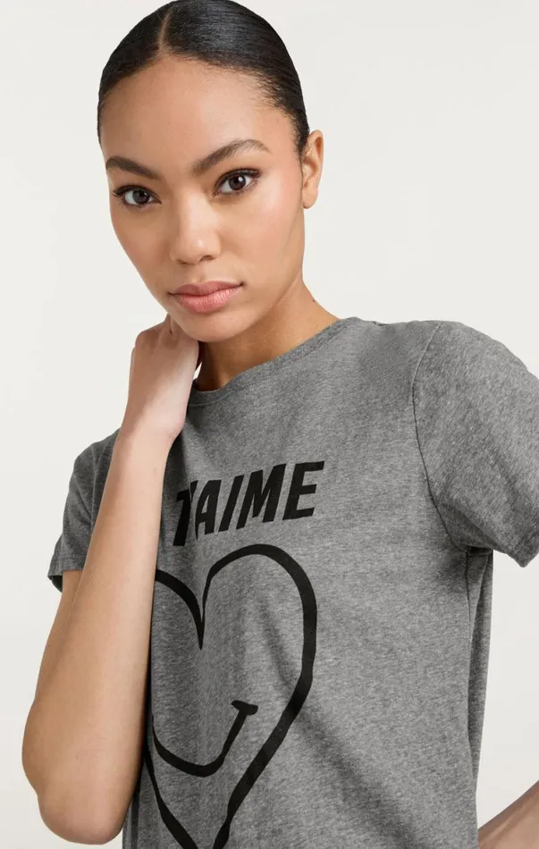 Shop Smiling Heart Tee Heather Greyblack Cinq Sept Tees