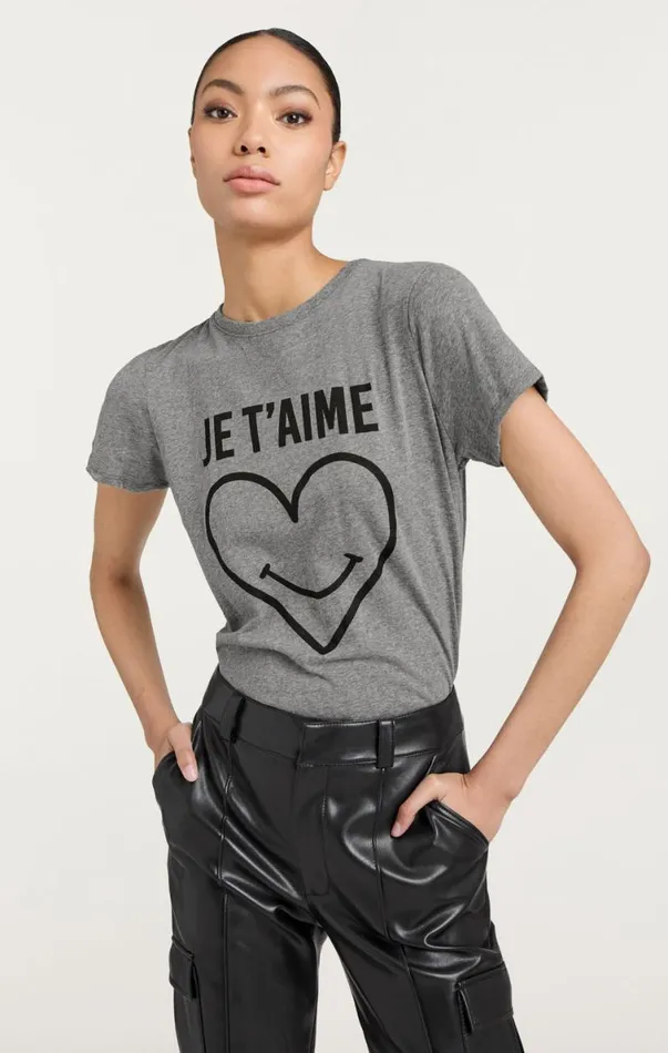 Shop Smiling Heart Tee Heather Greyblack Cinq Sept Tees