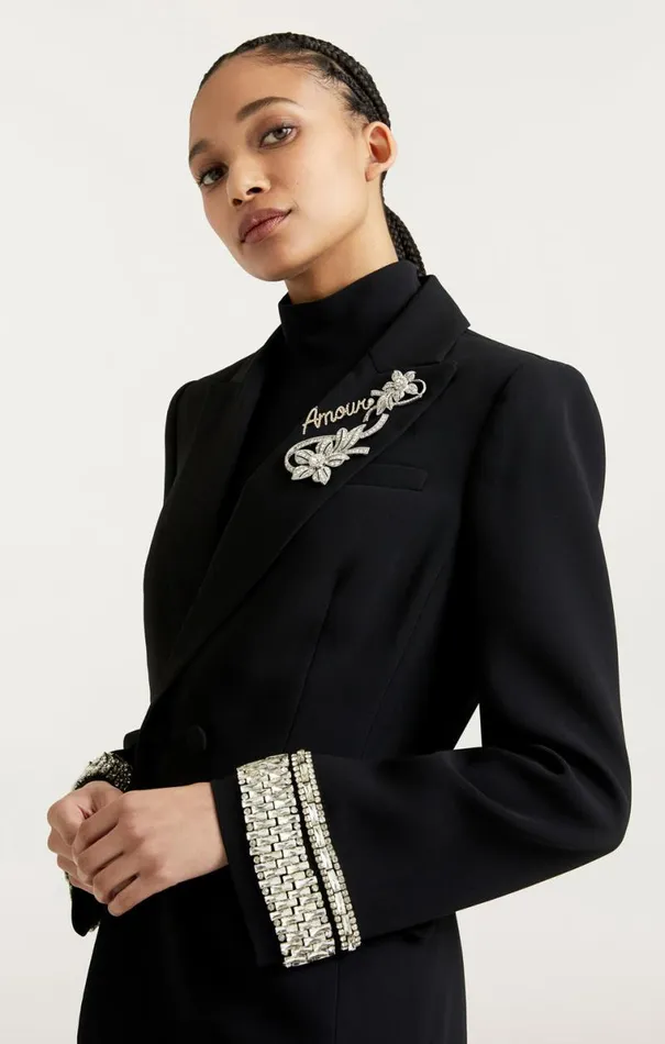 Shop Stacked Jewelry Embellished Cheyenne Blazer Black Cinq Sept Blazers