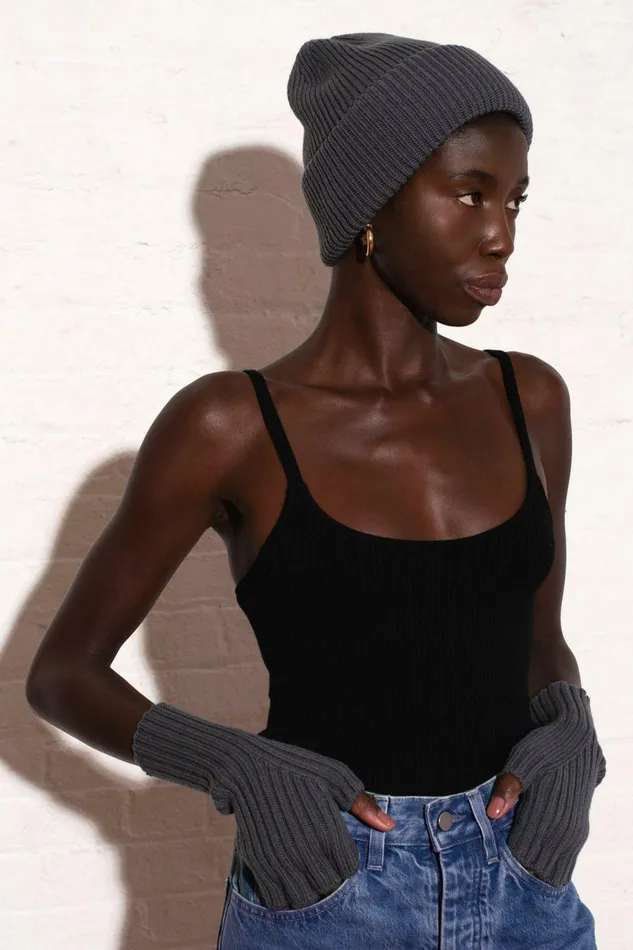 Shop Sweaters and Knits Mara Hoffman Jacq Beanie Grey Shop Sweaters and Knits Mara Hoffman Jacq Beanie Grey