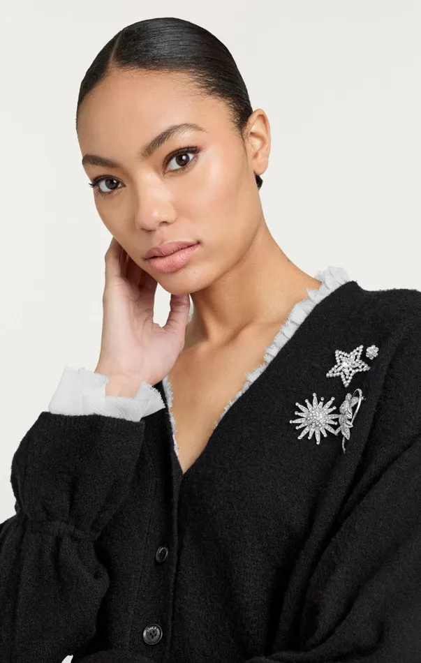 Shop Tayah Cardigan Blackivory Cinq Sept Long Sleeve Tops