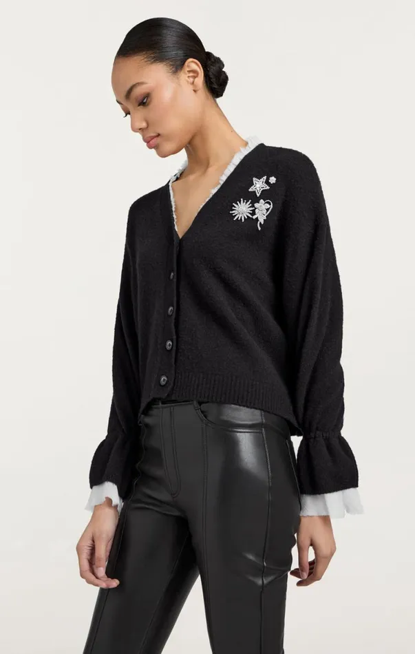Shop Tayah Cardigan Blackivory Cinq Sept Long Sleeve Tops