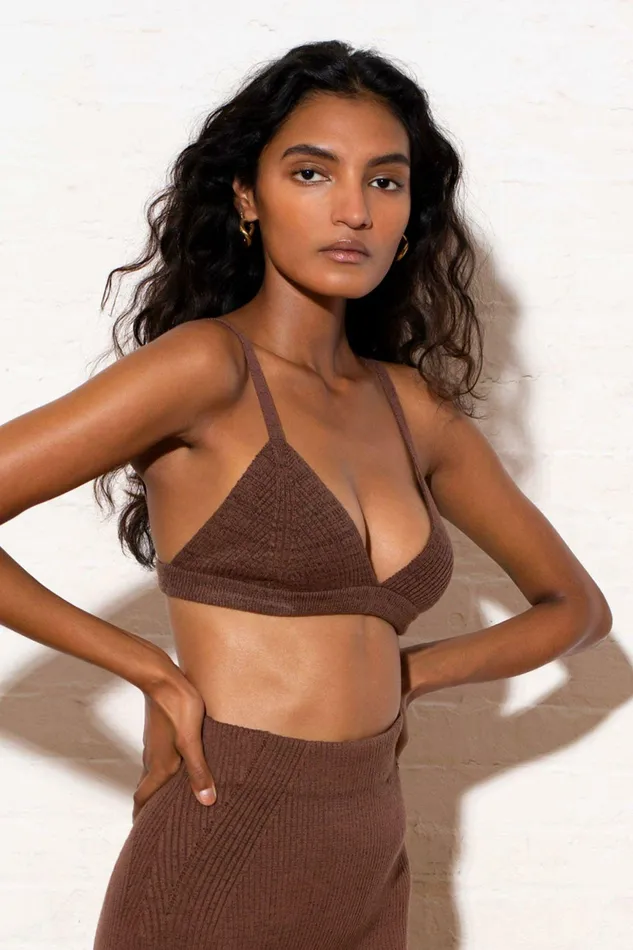 Shop Tops Mara Hoffman Cotton Kiko Bralette Brown Shop Tops Mara Hoffman Cotton Kiko Bralette Brown