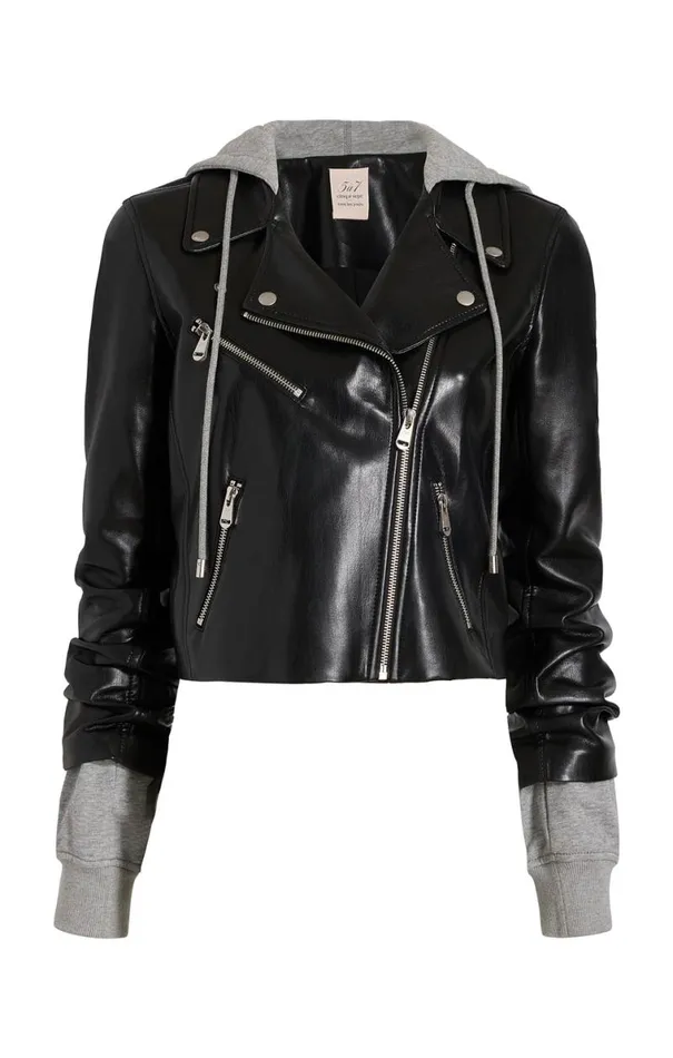 Shop Vegan Leather Evie Jacket Blackheather Grey Cinq Sept Outerwear