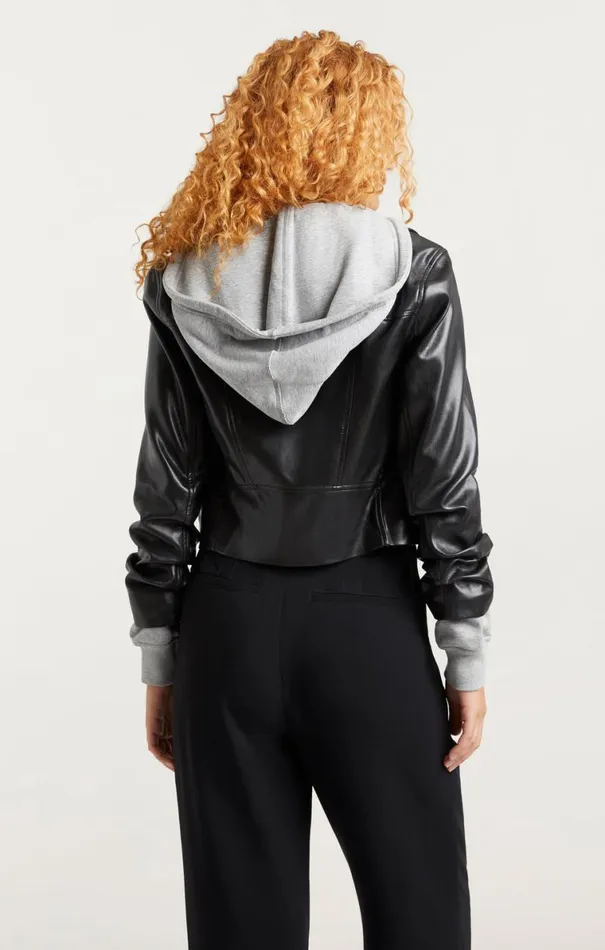 Shop Vegan Leather Evie Jacket Blackheather Grey Cinq Sept Outerwear
