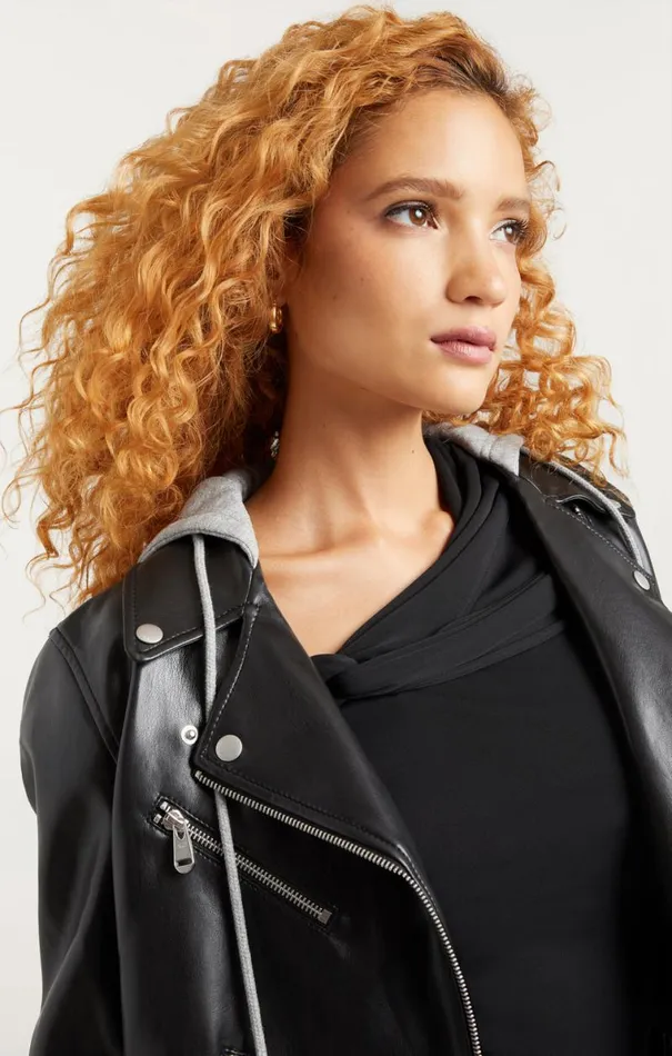Shop Vegan Leather Evie Jacket Blackheather Grey Cinq Sept Outerwear