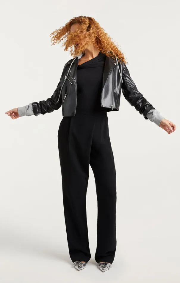 Shop Vegan Leather Evie Jacket Blackheather Grey Cinq Sept Outerwear