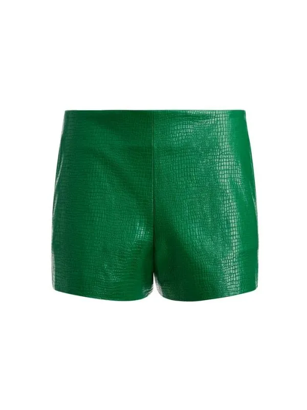 Shorts Women Alice Olivia BRIALLEN VEGAN LEATHER CROC SHORT Emerald