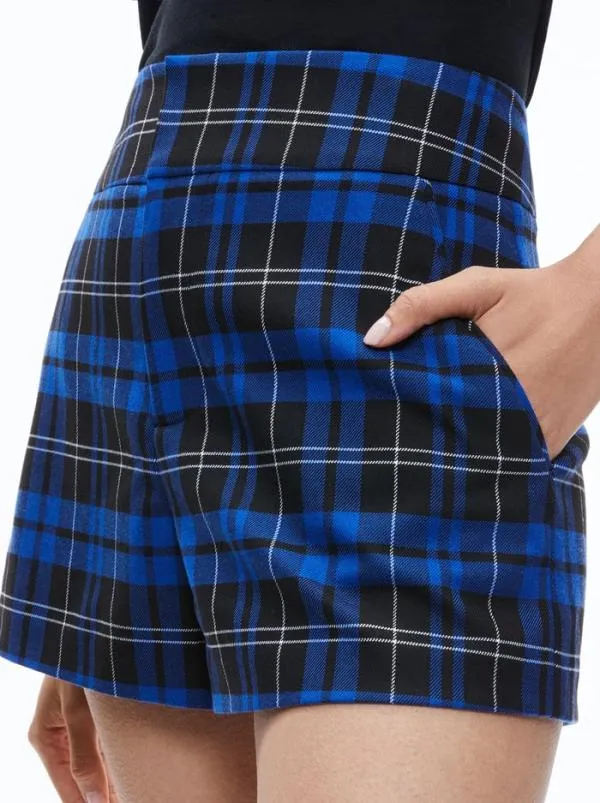 Shorts Women Alice Olivia CADY HIGH WAISTED SHORT Schoolgirl Plaid Sapphire