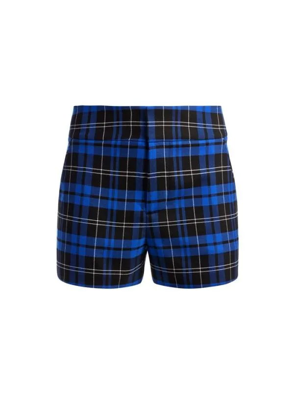 Shorts Women Alice Olivia CADY HIGH WAISTED SHORT Schoolgirl Plaid Sapphire