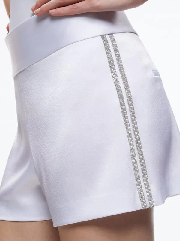 Shorts Women Alice Olivia DONALD SHORT WITH CRYSTAL TRIM White