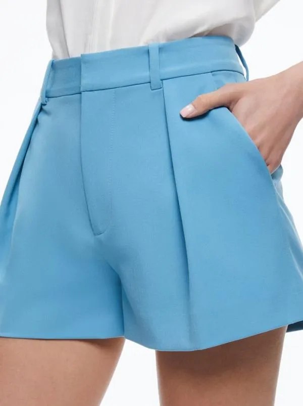 Shorts Women Alice Olivia GARY HIGH WAISTED FRONT PLEAT SHORT Oxford Blue