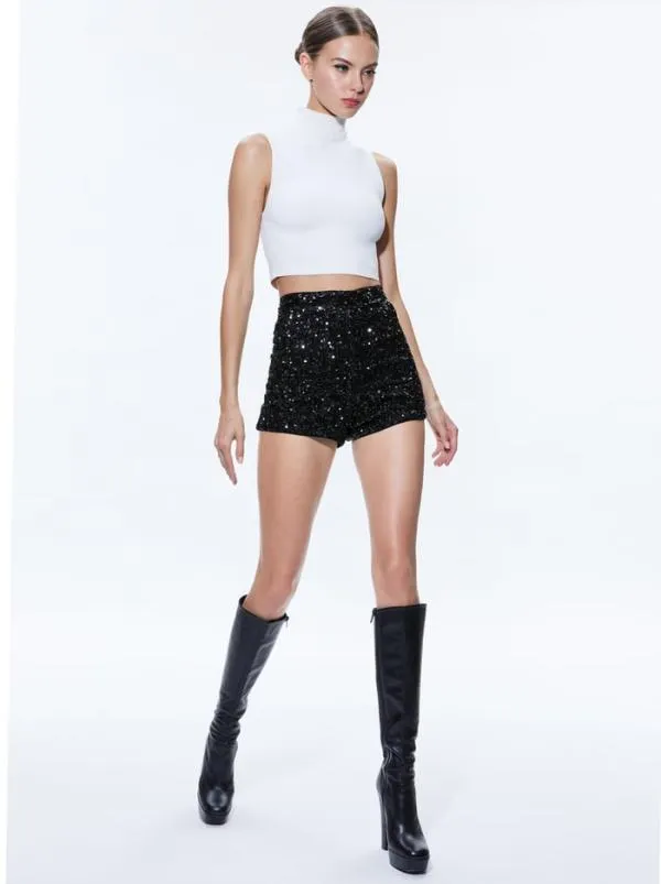 Shorts Women Alice Olivia HERA SEQUIN HOT PANTS Black