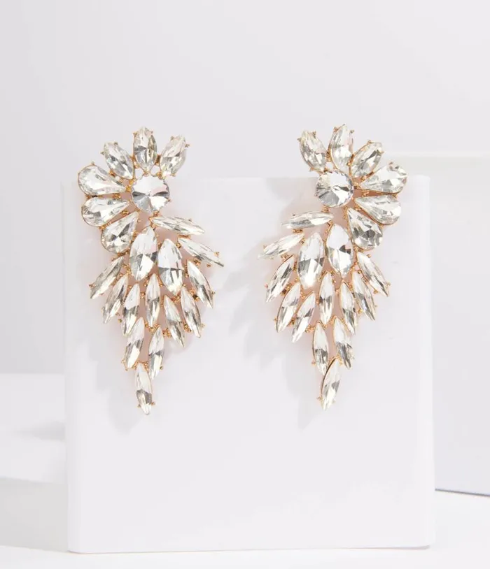 Silver Rhinestone Earrings Accessories Unique Vintage Earrings