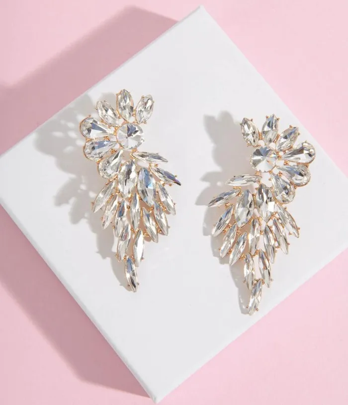Silver Rhinestone Earrings Accessories Unique Vintage Earrings