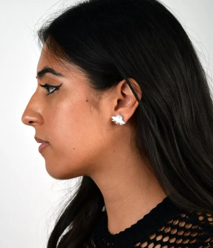 Silver UFO Stud Earrings Accessories Unique Vintage Earrings