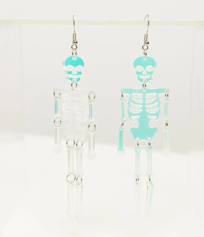 Skeleton Dangle Reflecting Light Acrylic Earrings Accessories Unique Vintage Earrings
