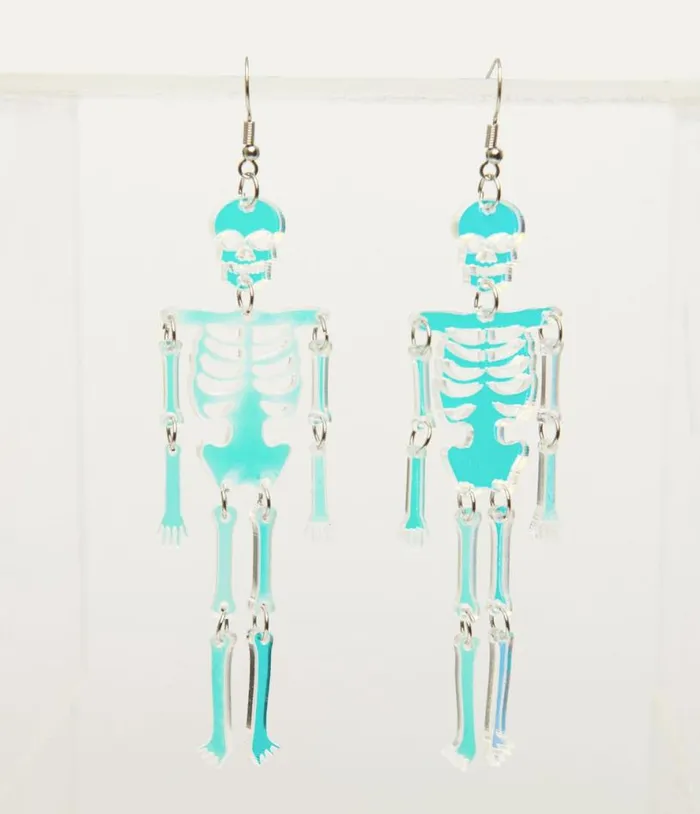 Skeleton Dangle Reflecting Light Acrylic Earrings Accessories Unique Vintage Earrings