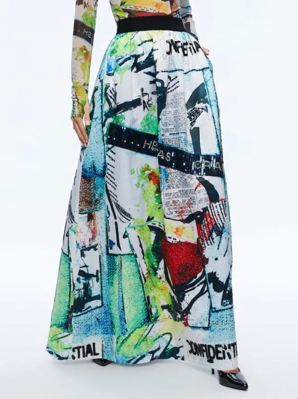 Skirts Women Alice Olivia AO X BASQUIAT TINA EMBELLISHED MAXI SKIRT Confidential Skirts Women Alice Olivia AO X BASQUIAT TINA EMBELLISHED MAXI SKIRT Confidential