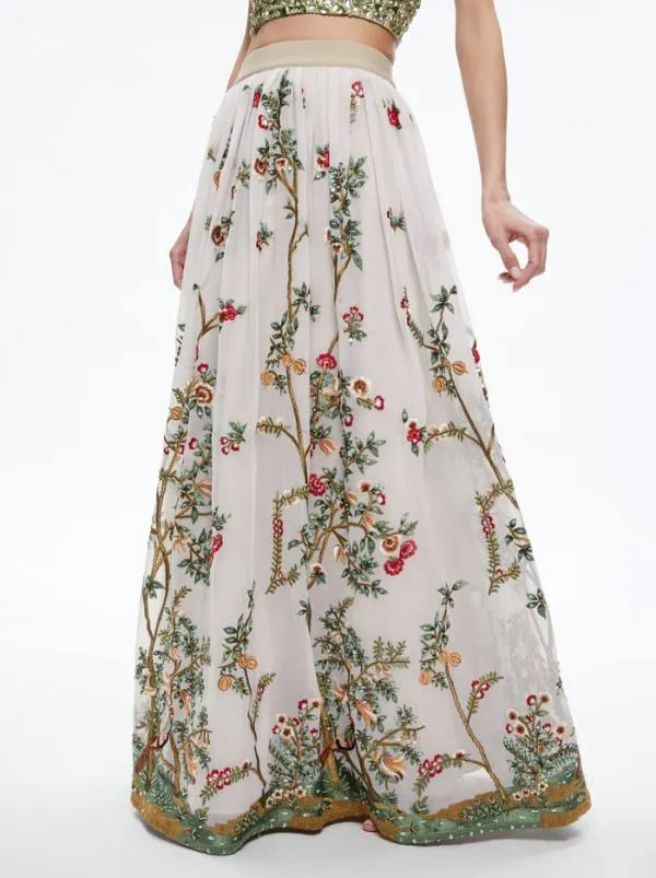 Skirts Women Alice Olivia CATRINA EMBELLISHED GOWN MAXI SKIRT Champagnemulti