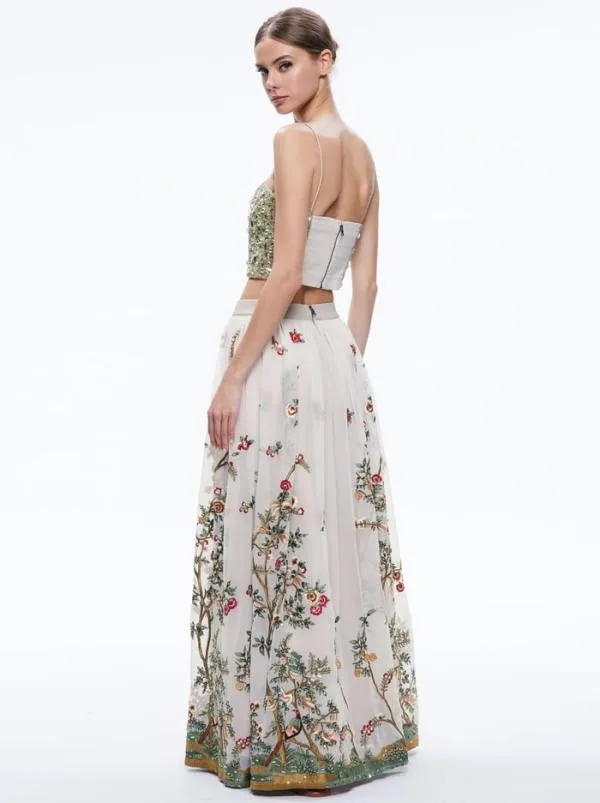 Skirts Women Alice Olivia CATRINA EMBELLISHED GOWN MAXI SKIRT Champagnemulti
