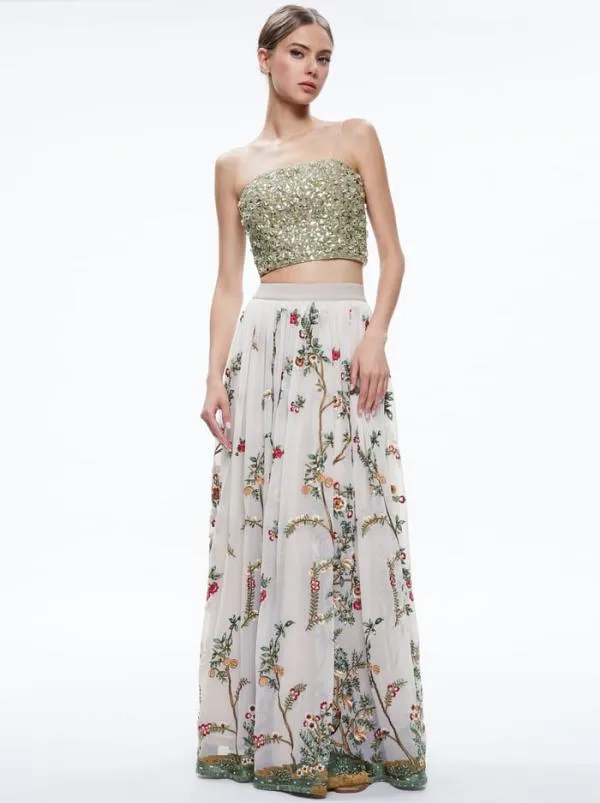 Skirts Women Alice Olivia CATRINA EMBELLISHED GOWN MAXI SKIRT Champagnemulti