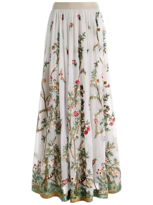 Skirts Women Alice Olivia CATRINA EMBELLISHED GOWN MAXI SKIRT Champagnemulti