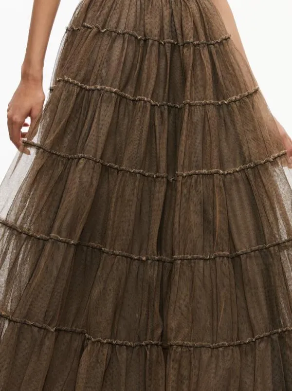 Skirts Women Alice Olivia DARCY TULLE STUDDED MAXI SKIRT Blackalmond