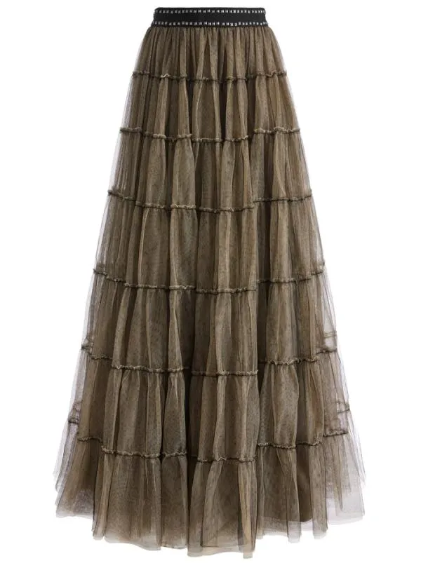 Skirts Women Alice Olivia DARCY TULLE STUDDED MAXI SKIRT Blackalmond
