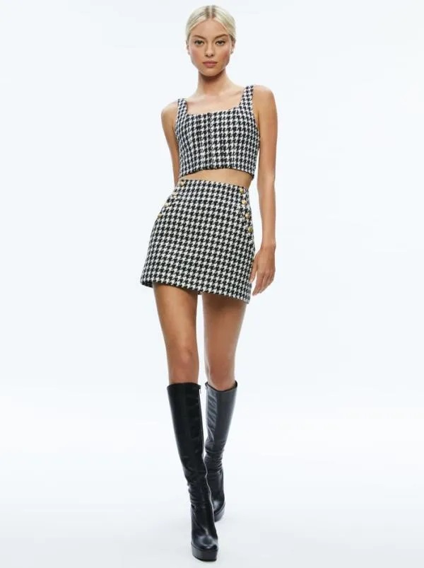 Skirts Women Alice Olivia DONALD SIDE BUTTON SKIRT Blackoff White