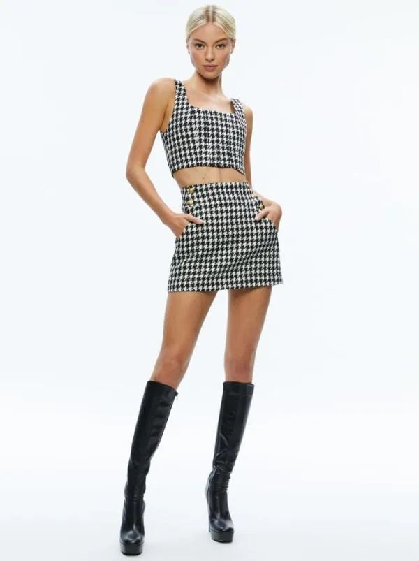 Skirts Women Alice Olivia DONALD SIDE BUTTON SKIRT Blackoff White