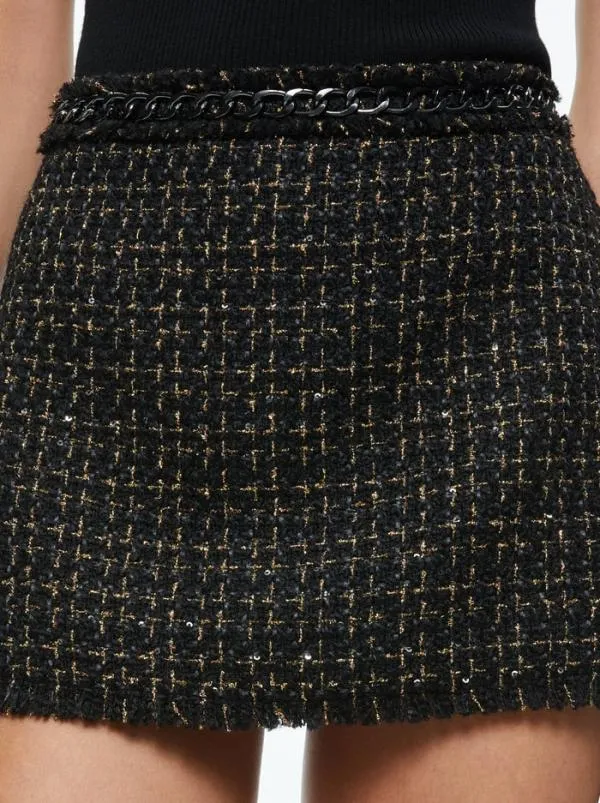 Skirts Women Alice Olivia JALEN CHAIN MINI SKIRT Blackgold