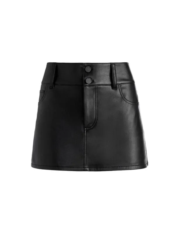 Skirts Women Alice Olivia LAIKA LOW RISE VEGAN MINI SKIRT Black