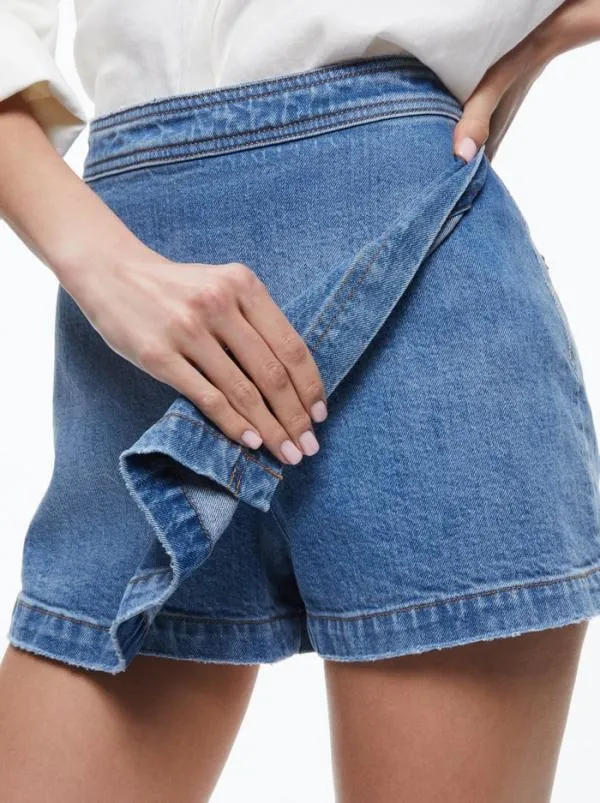 Skirts Women Alice Olivia LAKELYN DENIM SKORT Ivy Blue