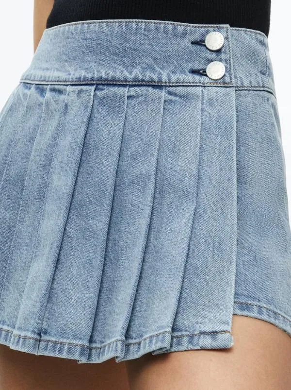 Skirts Women Alice Olivia NOAH DENIM PLEATED SKORT Georgia Vintage Blue