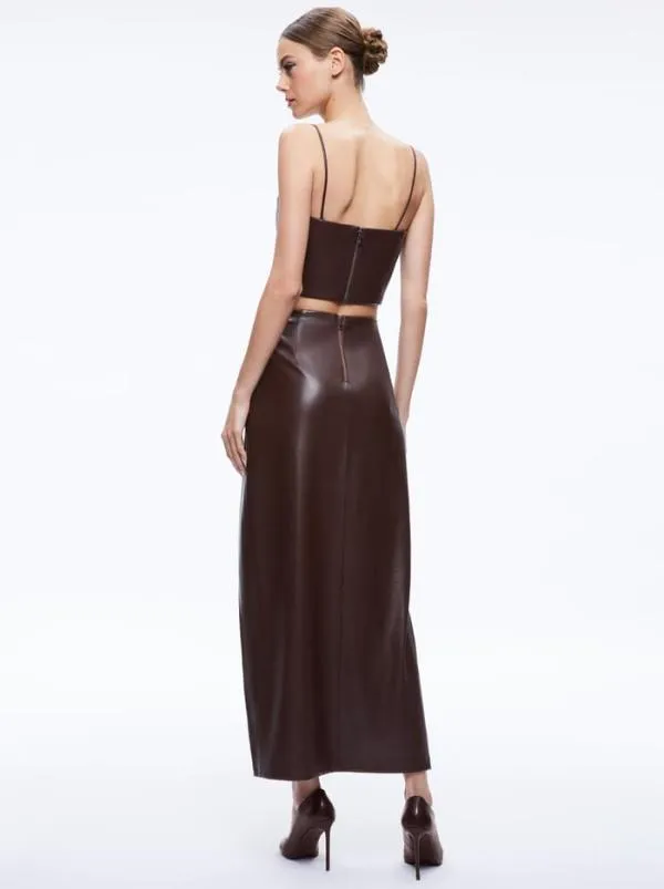 Skirts Women Alice Olivia SIOBHAN VEGAN LEATHER MAXI SKIRT Toffee