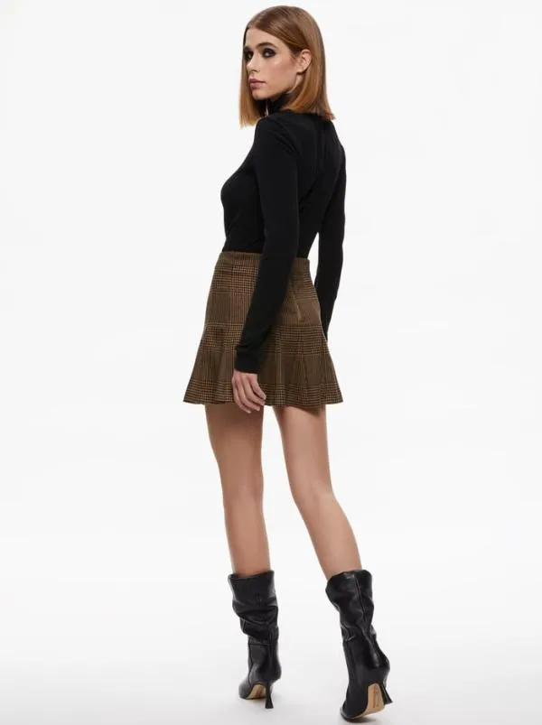 Skirts Women Alice Olivia ZONA HIGH WAISTED MINI SKIRT Camelblack