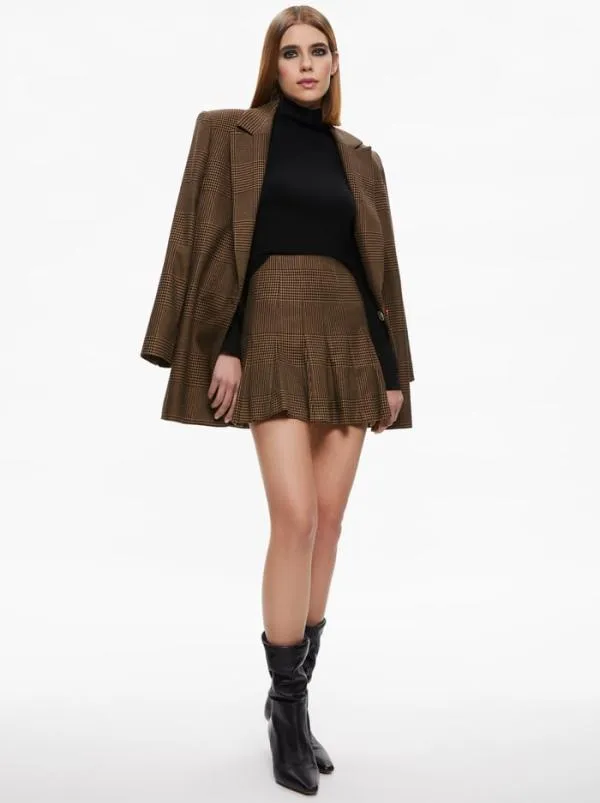 Skirts Women Alice Olivia ZONA HIGH WAISTED MINI SKIRT Camelblack