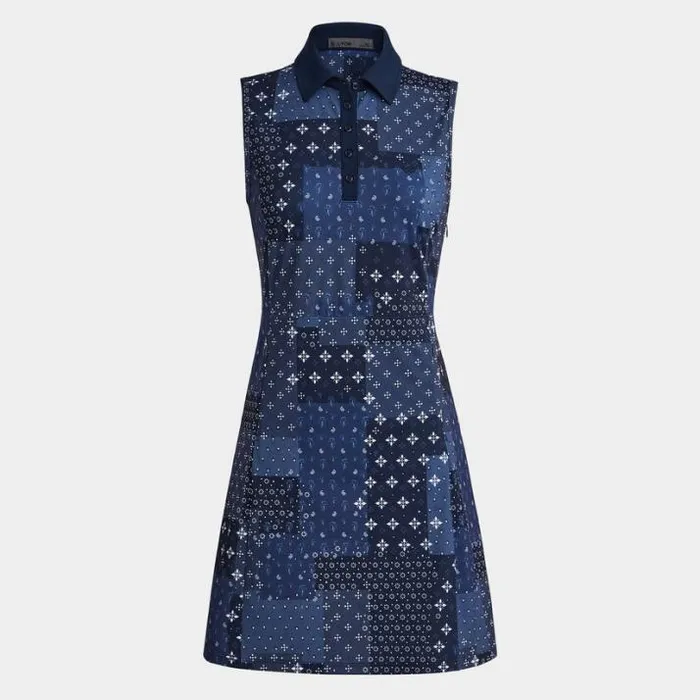 Skorts and Dresses Women GFORE BORO PRINT PIQU SLEEVELESS POLO DRESS Twilight