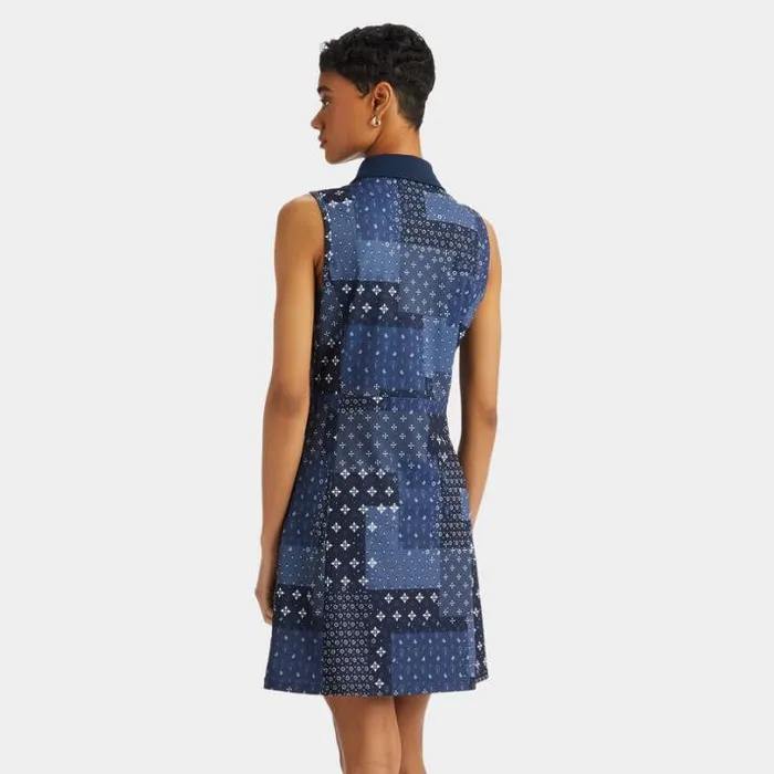 Skorts and Dresses Women GFORE BORO PRINT PIQU SLEEVELESS POLO DRESS Twilight