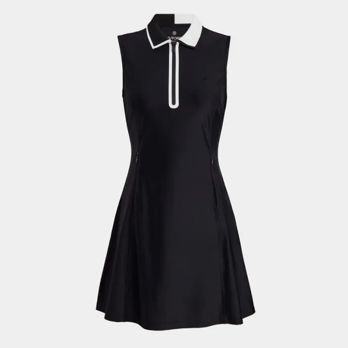Skorts and Dresses Women GFORE CONTRAST COLLAR TECH NYLON QUARTER ZIP DRESS Onyx
