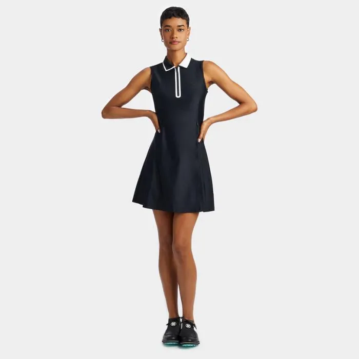 Skorts and Dresses Women GFORE CONTRAST COLLAR TECH NYLON QUARTER ZIP DRESS Onyx