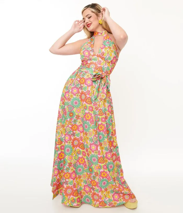 Smak Parlour 1960s Pink Strawberry Fields Halter Maxi Dress Dresses Unique Vintage Maxi Smak Parlour 1960s Pink Strawberry Fields Halter Maxi Dress Dresses Unique Vintage Maxi