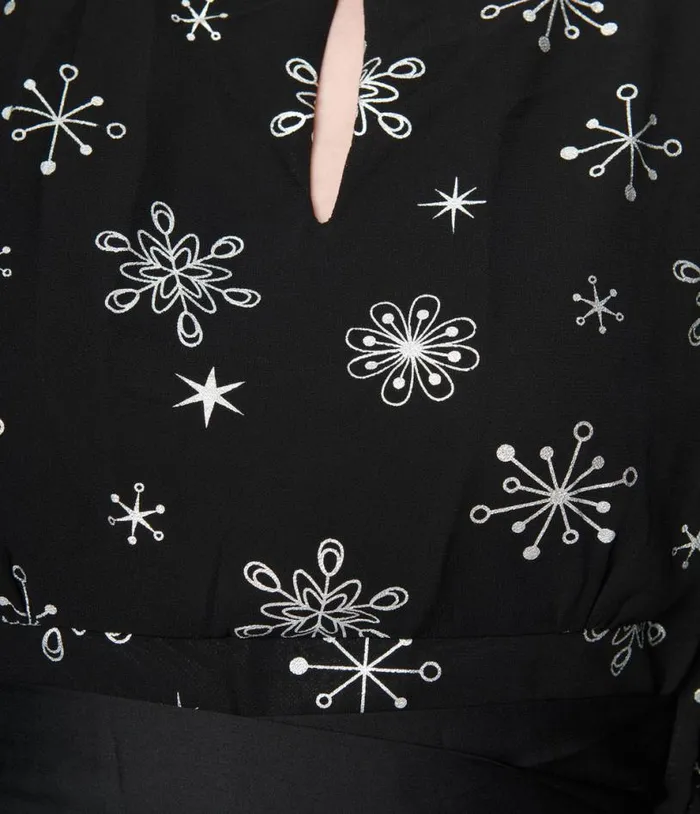 Smak Parlour Black and Silver Snowflake Social Climber Caftan DressesPlus Unique Vintage Caftans