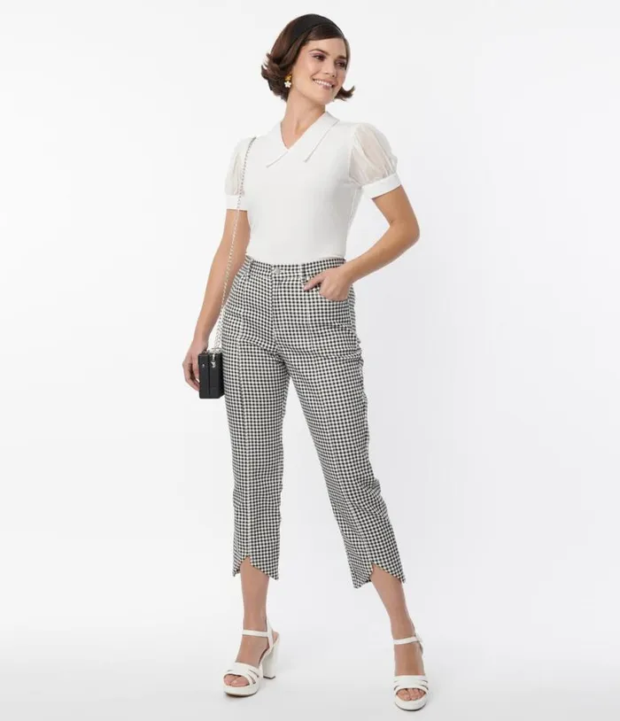 Smak Parlour Black and White Gingham High Rise Capri Clothing Unique Vintage Pants Smak Parlour Black and White Gingham High Rise Capri Clothing Unique Vintage Pants
