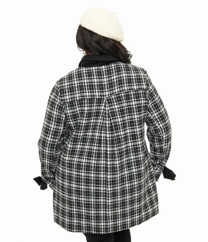 Smak Parlour Black and White Plaid Bows Topper Coat ClothingPlus Unique Vintage Jackets